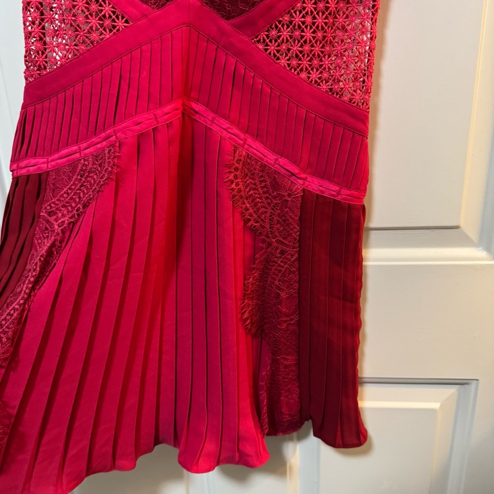 Self-Portrait Pink Guipure Lace Pleated Mini Dress Size US 4 - Picture 3 of 12